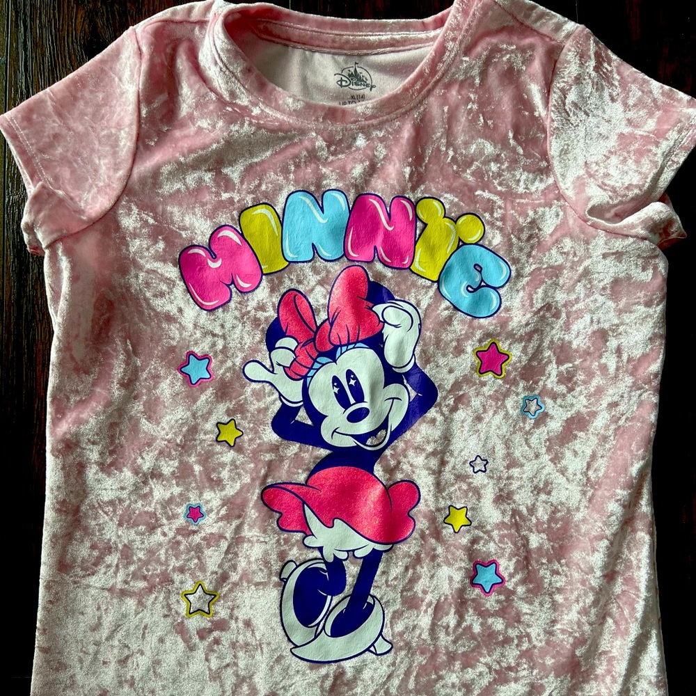 Disney XL(14) girls pink shirt with Minnie Mouse print